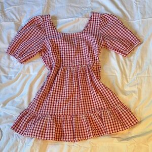 Red Gingham Keyhole-Back Loft Dress